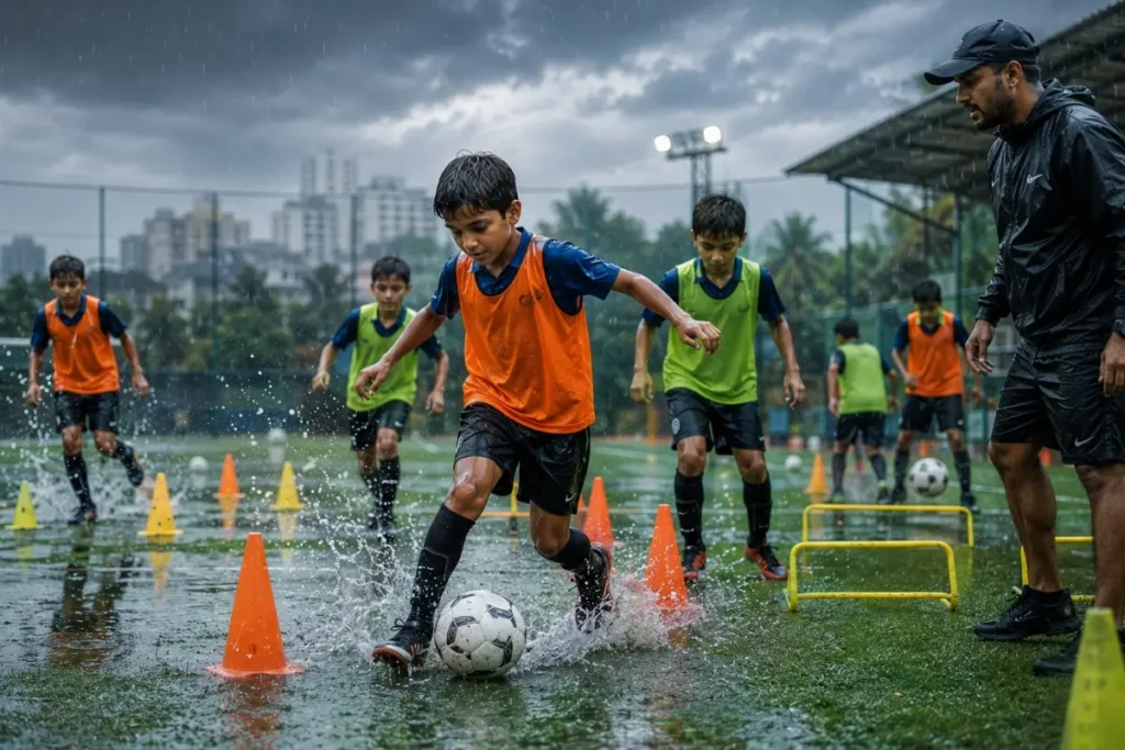 Monsoon Football Training in Pune: How Kids Can Practice Safely During the Rainy Season